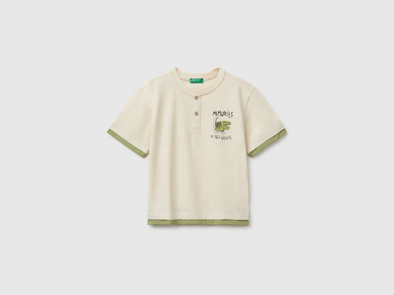 T-shirt serafino con stampa
