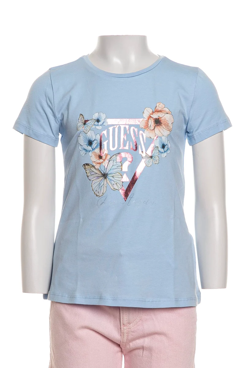 T- Shirt Guess Ss Poppy Butterfly Lg Tri Da Bambina Pervinca Chiaro