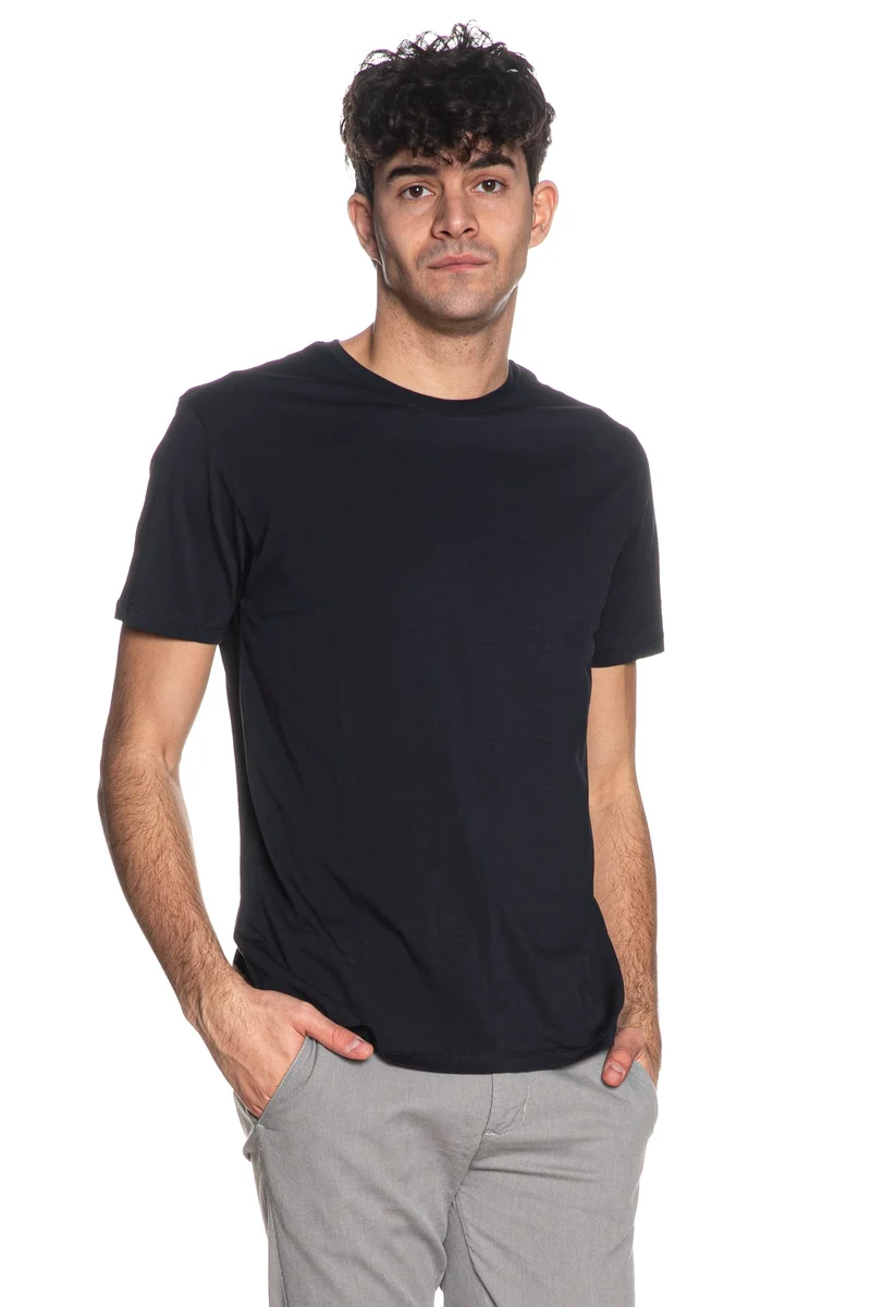 T Shirt Gianni Lupo Ss Basic Da Uomo Blu Navy