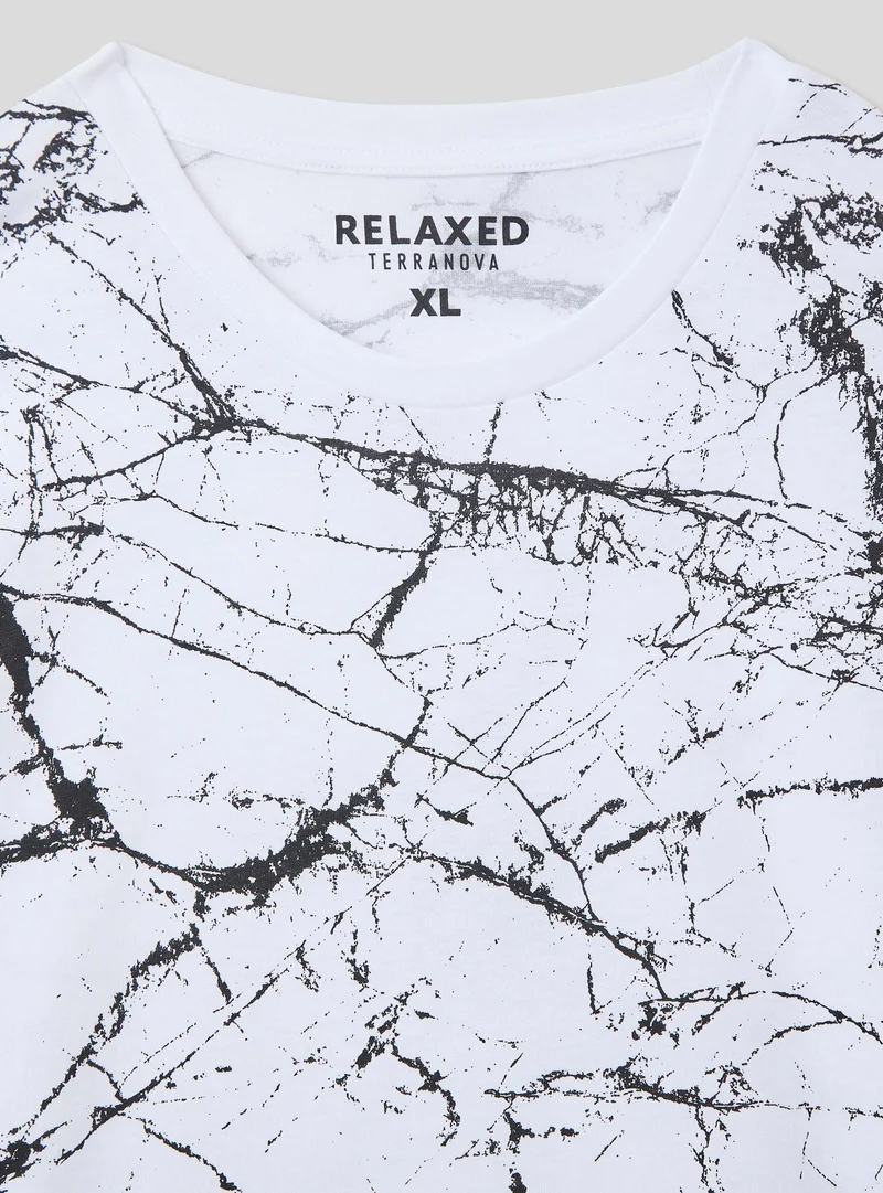 T-shirt relaxed con stampa effetto marmorizzato