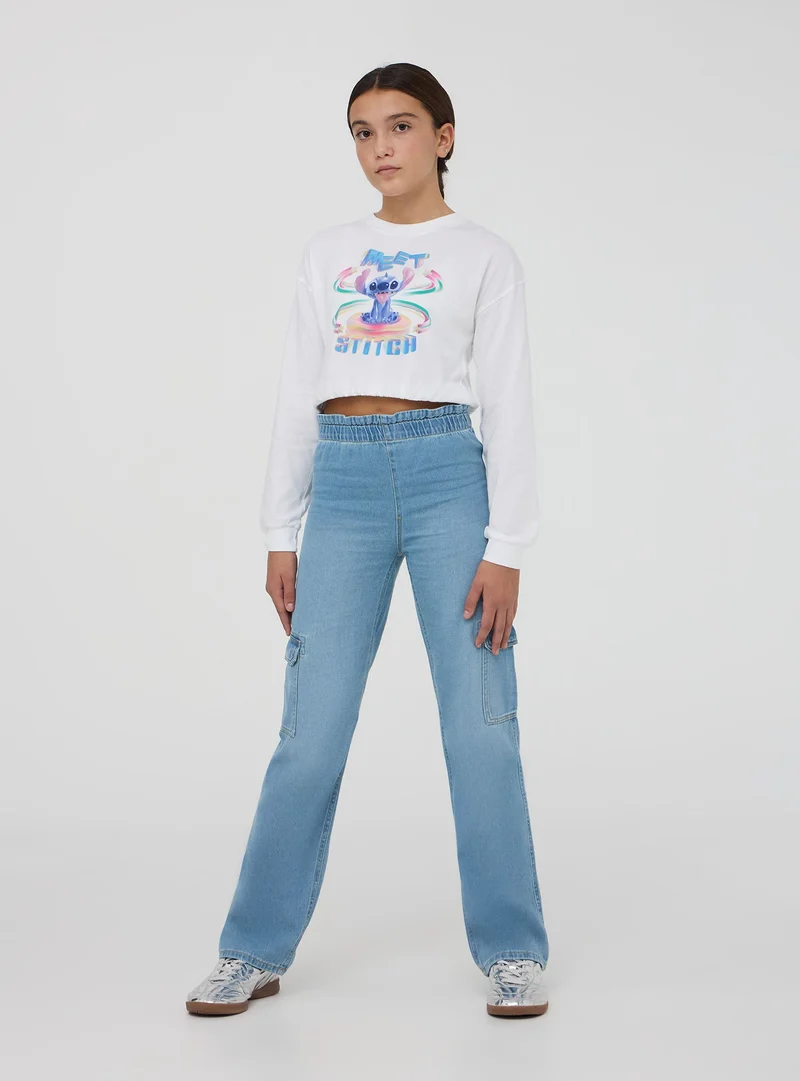 T-shirt crop stampa Stitch®