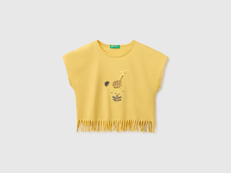 T-shirt con frange e ricamo