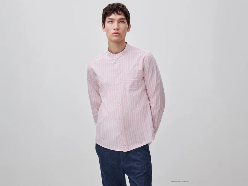 Camicia a righe collo alla coreana