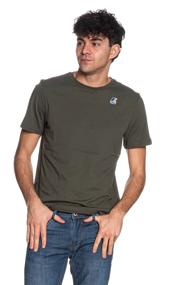 T Shirt K-Way Leonide Da Uomo Verde Militare