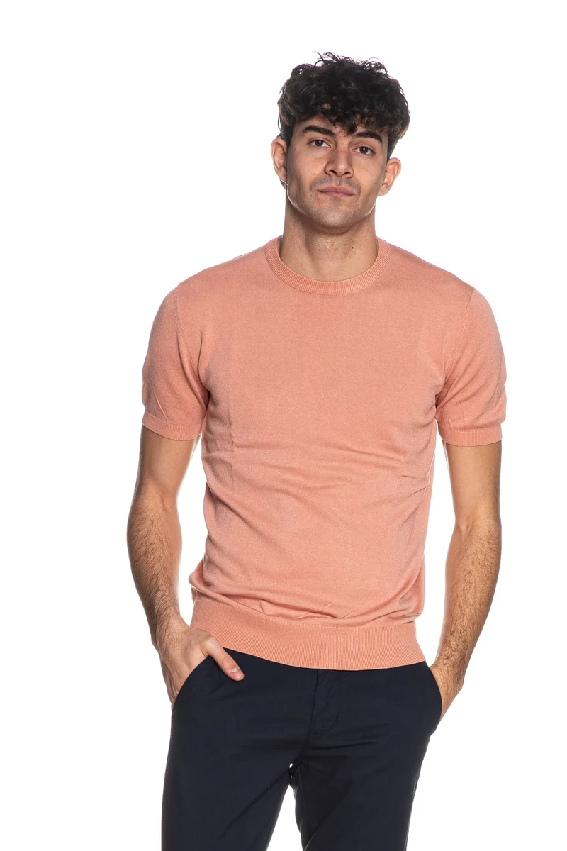 Maglia Gianni Lupo New Short Sleeve Da Uomo Salmone