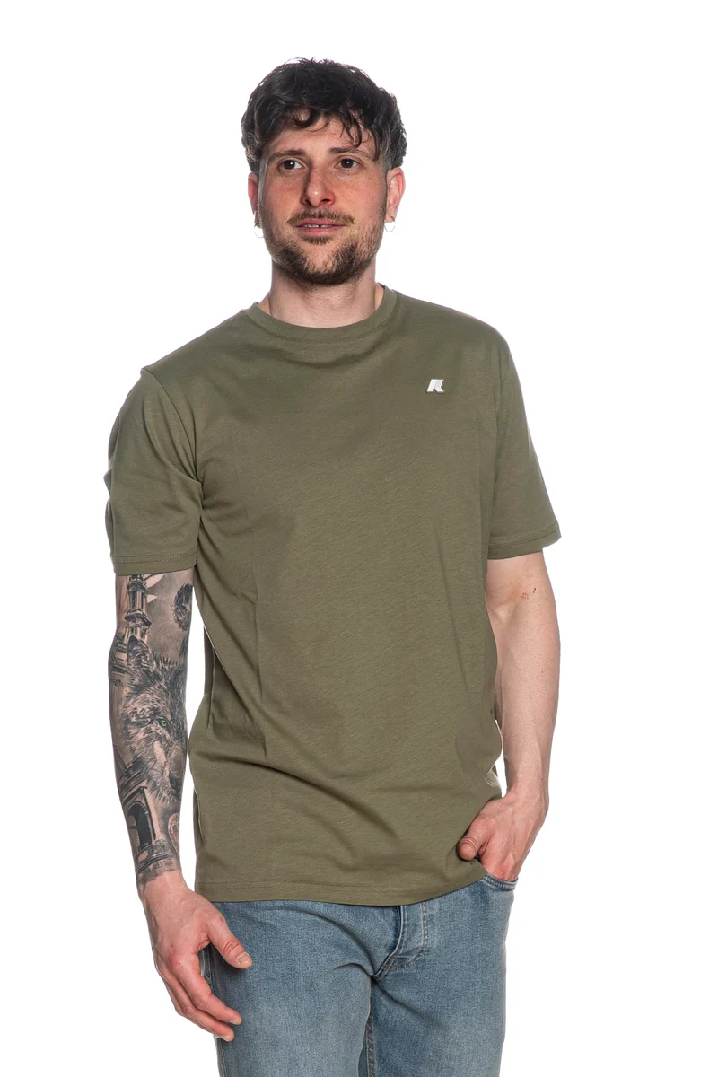 T Shirt K-Way Odom Da Uomo Verde Militare