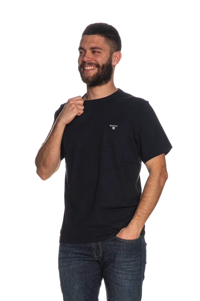 T Shirt Barbour Tartan Sport Da Uomo Blu Marina