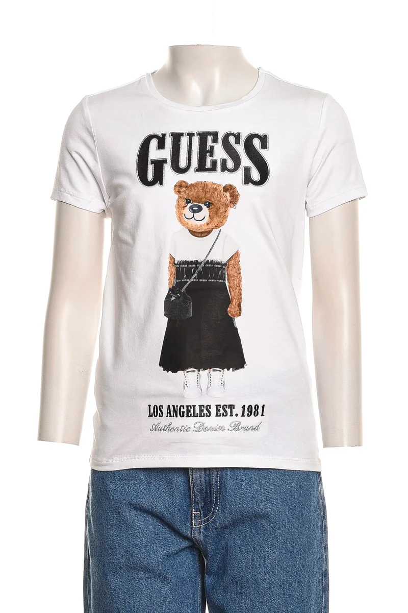 T-Shirt Guess Ss Trendy Teddy Embro Da Bambina Bianca