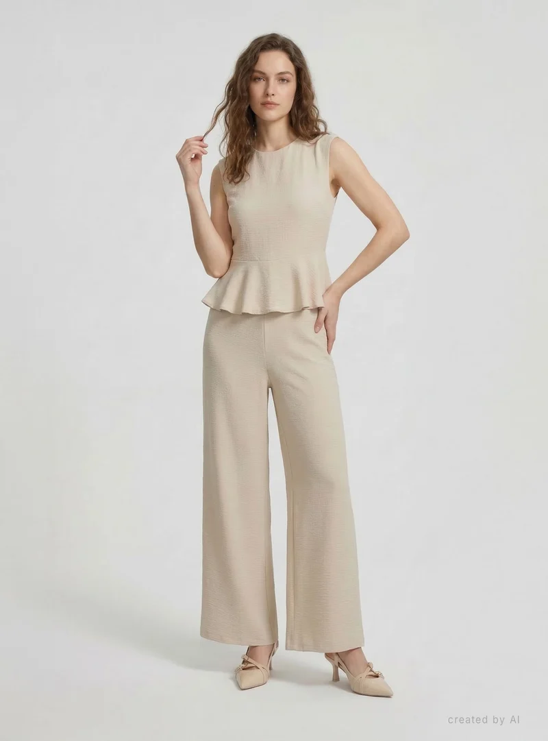 Tuta smanicata con peplum