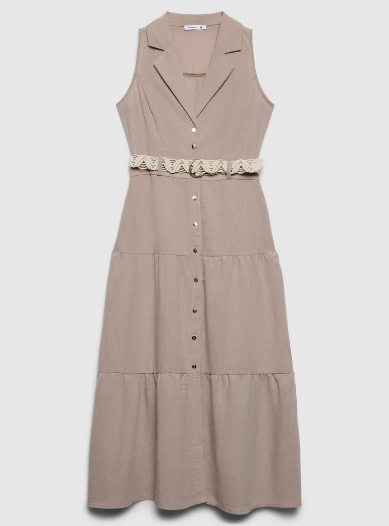 Vestito chemisier lungo con cintura