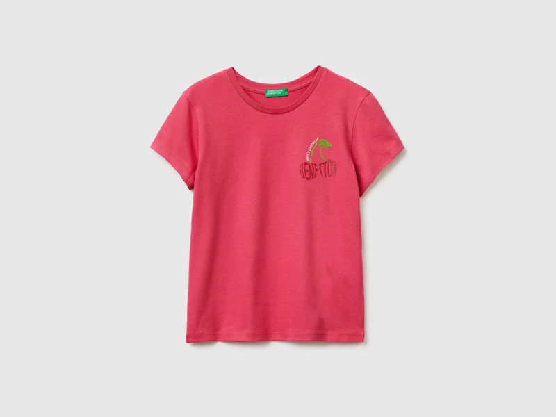 T-shirt con stampa glitter