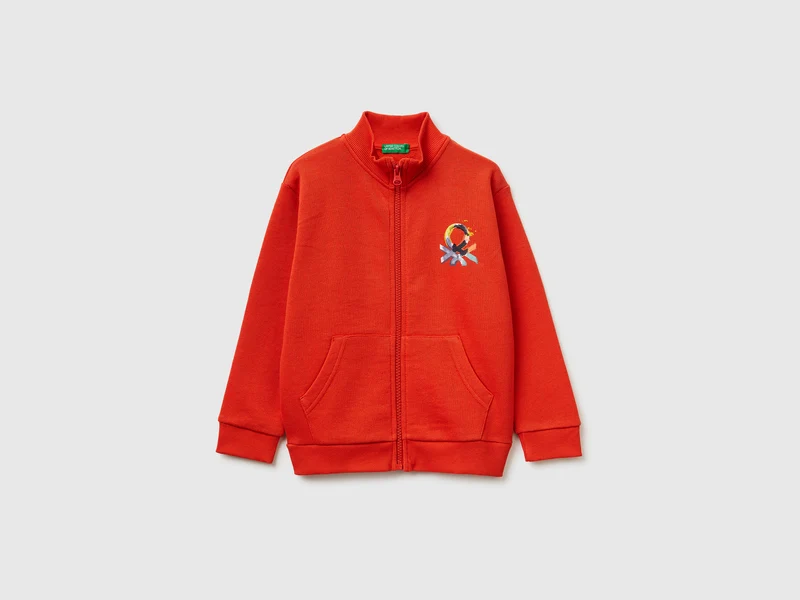 Felpa con zip in cotone bio