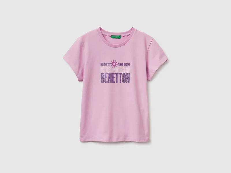 T-shirt con stampa glitter