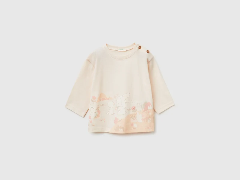 T-shirt con ricamo e stampa