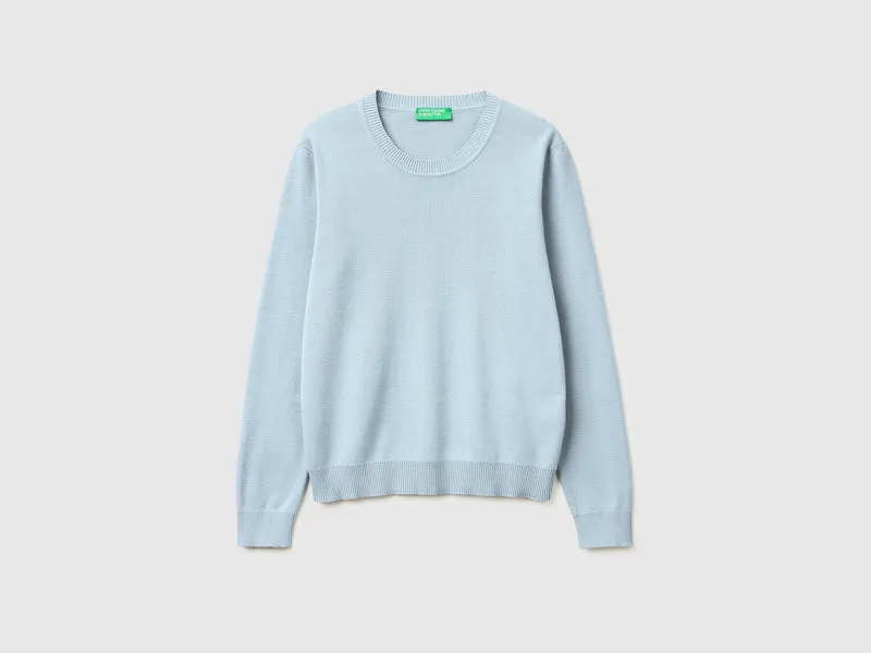 Maglia azzurra in cotone tricot