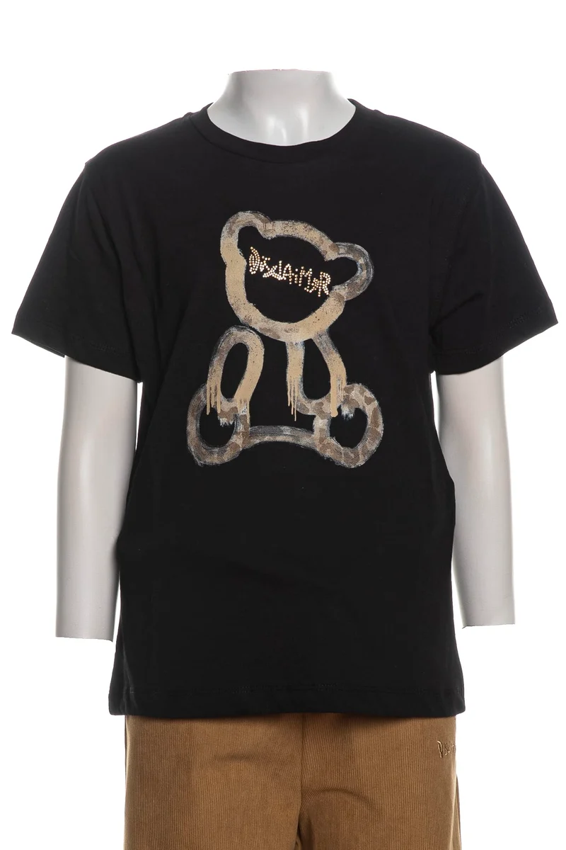 T-Shirt Disclaimer Teddy Logo Strass Da Bambina Nera