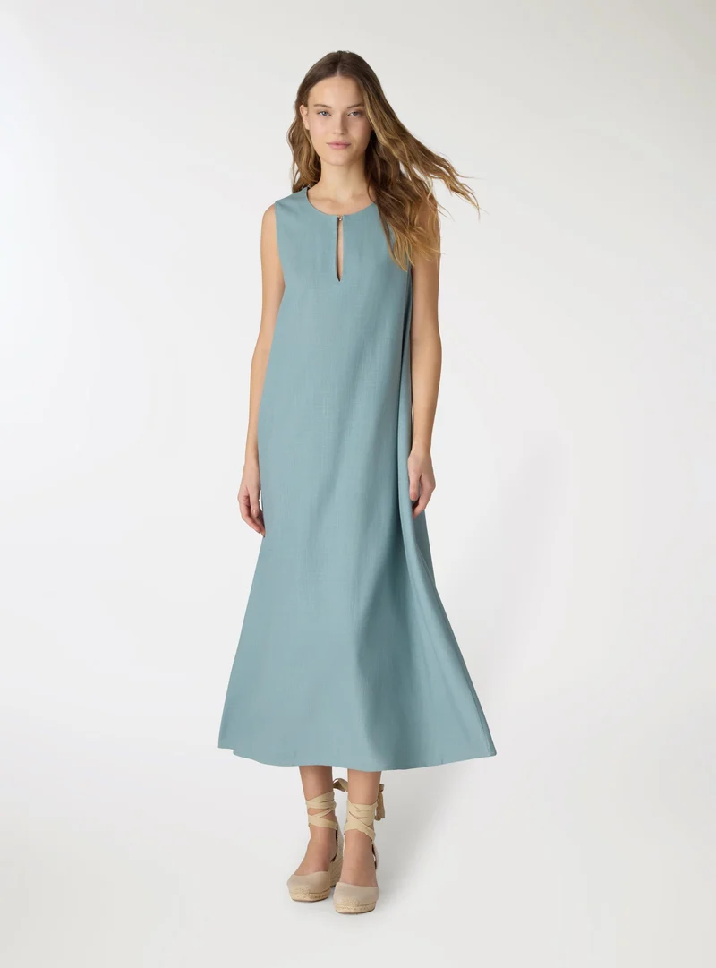 Vestito lungo effetto lino scollo a goccia