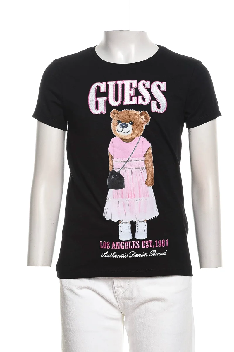 T-Shirt Guess Ss Trendy Teddy Embro Da Bambina Nera