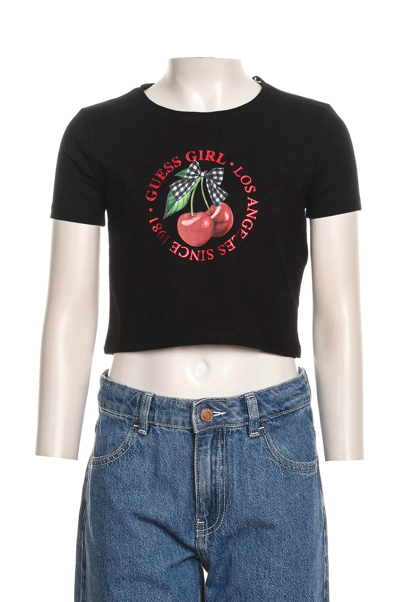 T-Shirt Guess Cr Ss Ts La Girl Da Bambina Nera