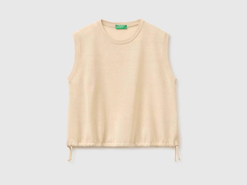 Maglia smanicata in misto lino