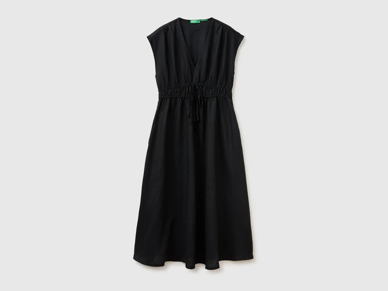 Vestito svasato in puro lino