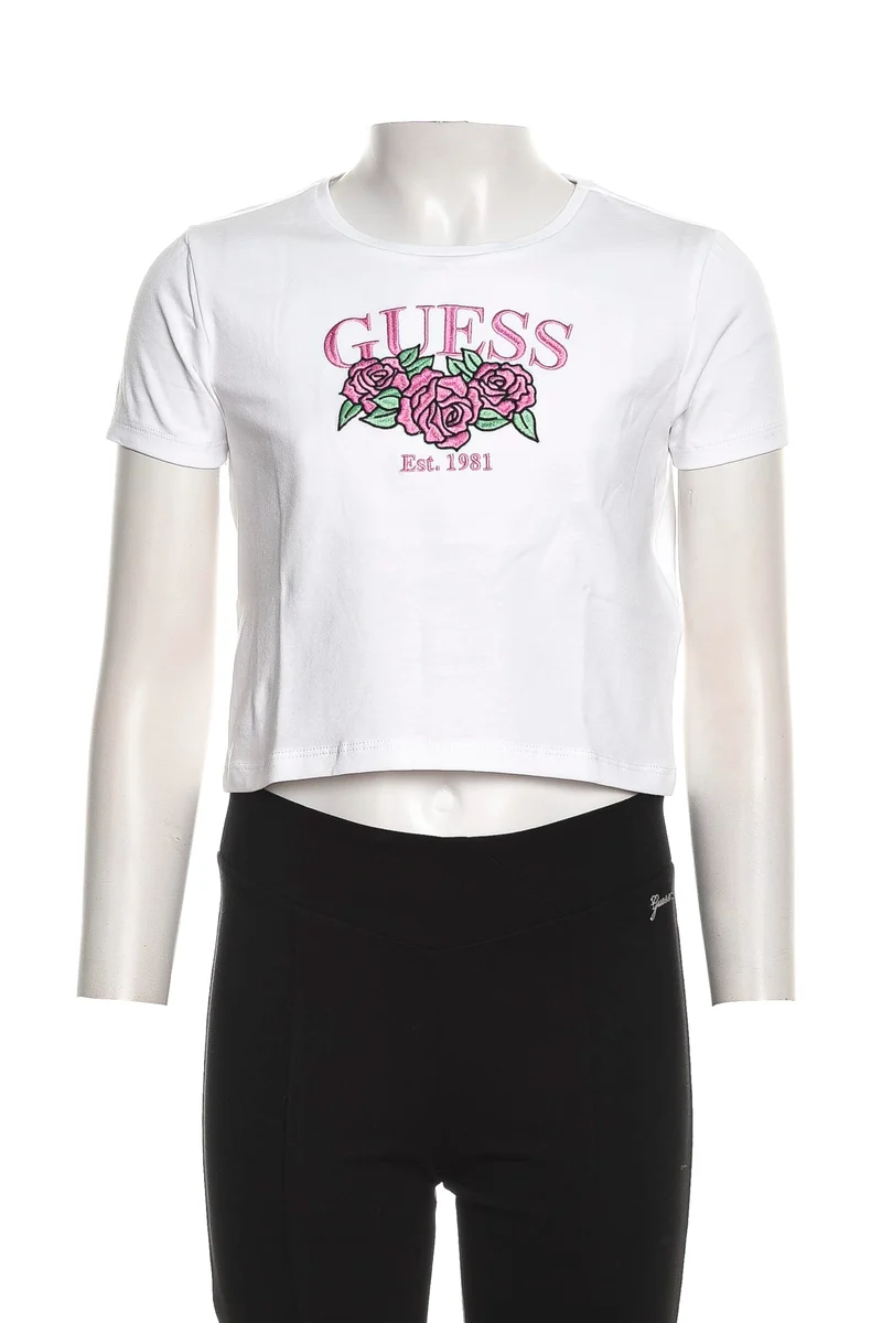 T-Shirt Guess Cr Ss Mix Da Bambina Bianca
