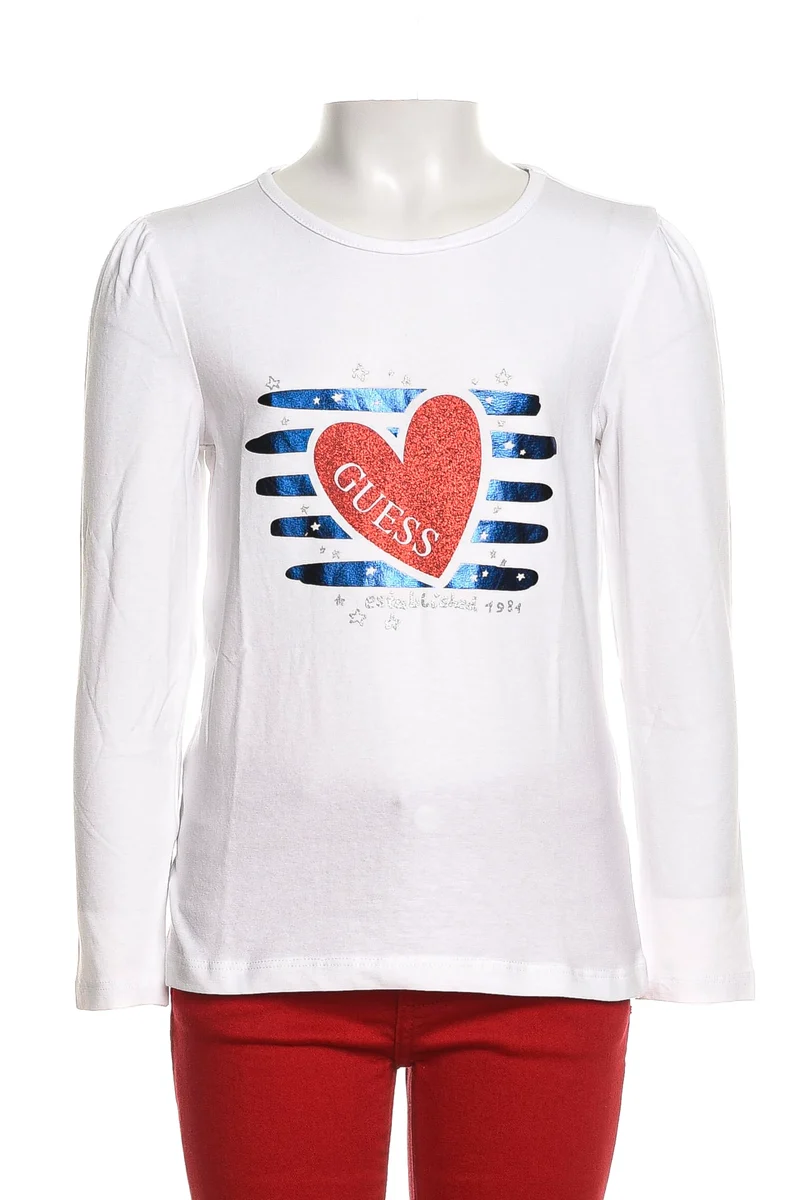 T-Shirt Guess Ls Shiny Starry Love Da Bambina Bianca