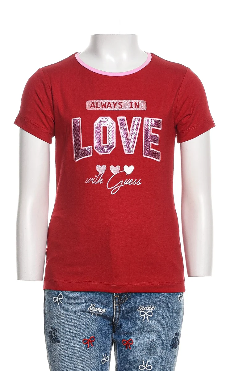 T-Shirt Guess Ss Sweet Girl Embro Da Bambina Ciliegia