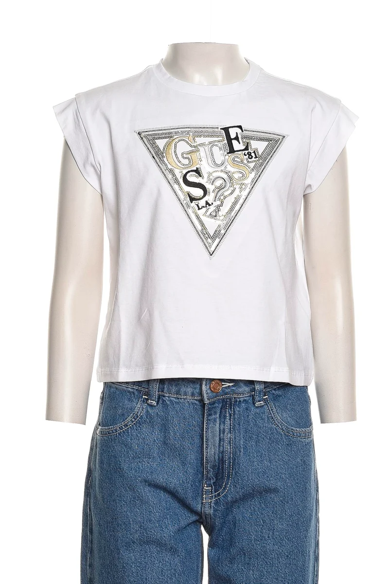 T-Shirt Guess Midi Ss Tri Da Bambina Bianca