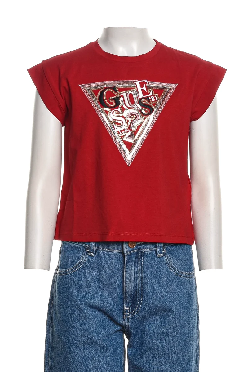 T-Shirt Guess Midi Ss Tri Da Bambina Ciliegia