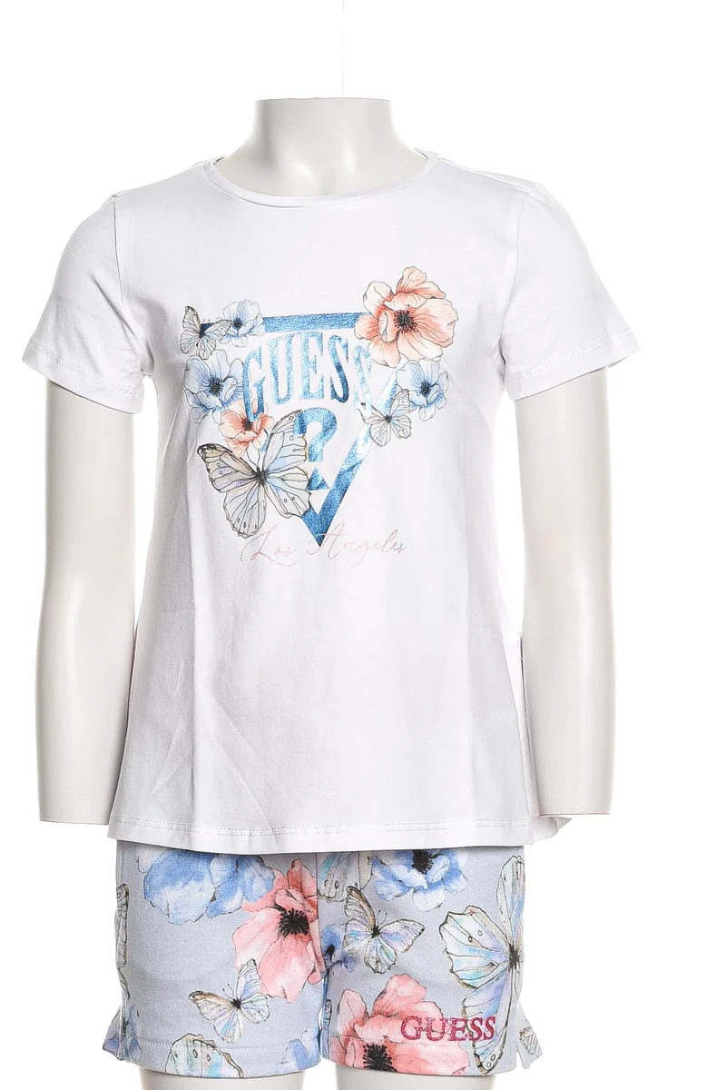 T- Shirt Guess Ss Poppy Butterfly Lg Tri Da Bambina Bianca