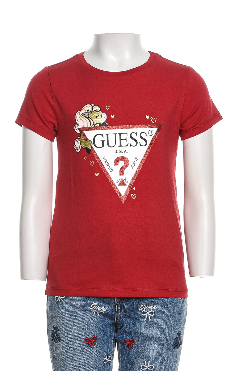 T- Shirt Guess Shiny Uni Lg Ss Da Bambina Ciliegia