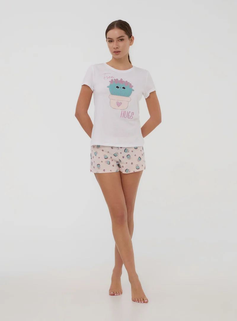 Set pigiama t-shirt e shorts con cactus
