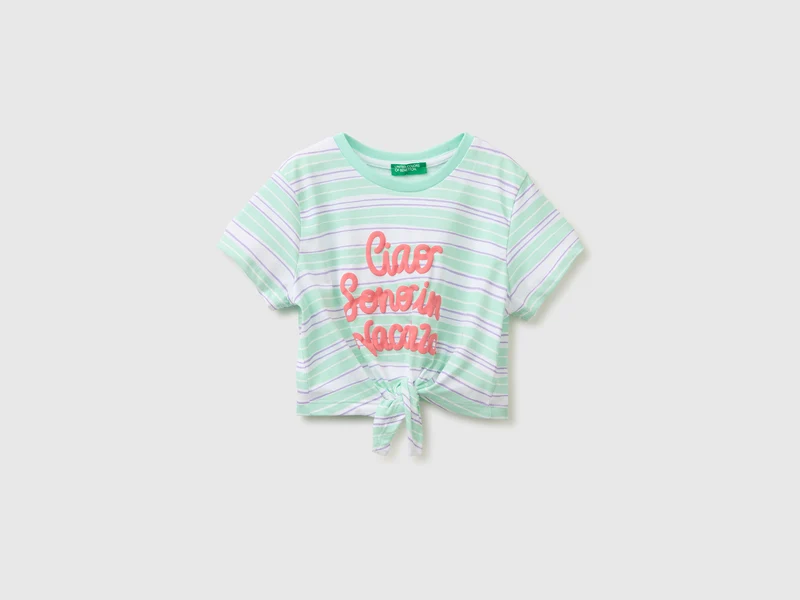 T-shirt a righe con stampa rigonfia