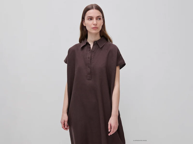Vestito midi in puro lino