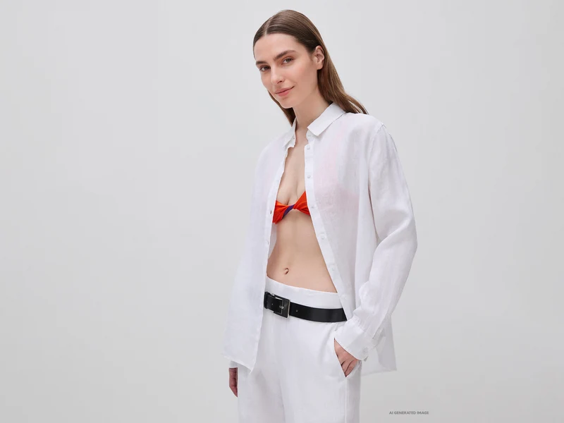 Camicia regular fit in puro lino