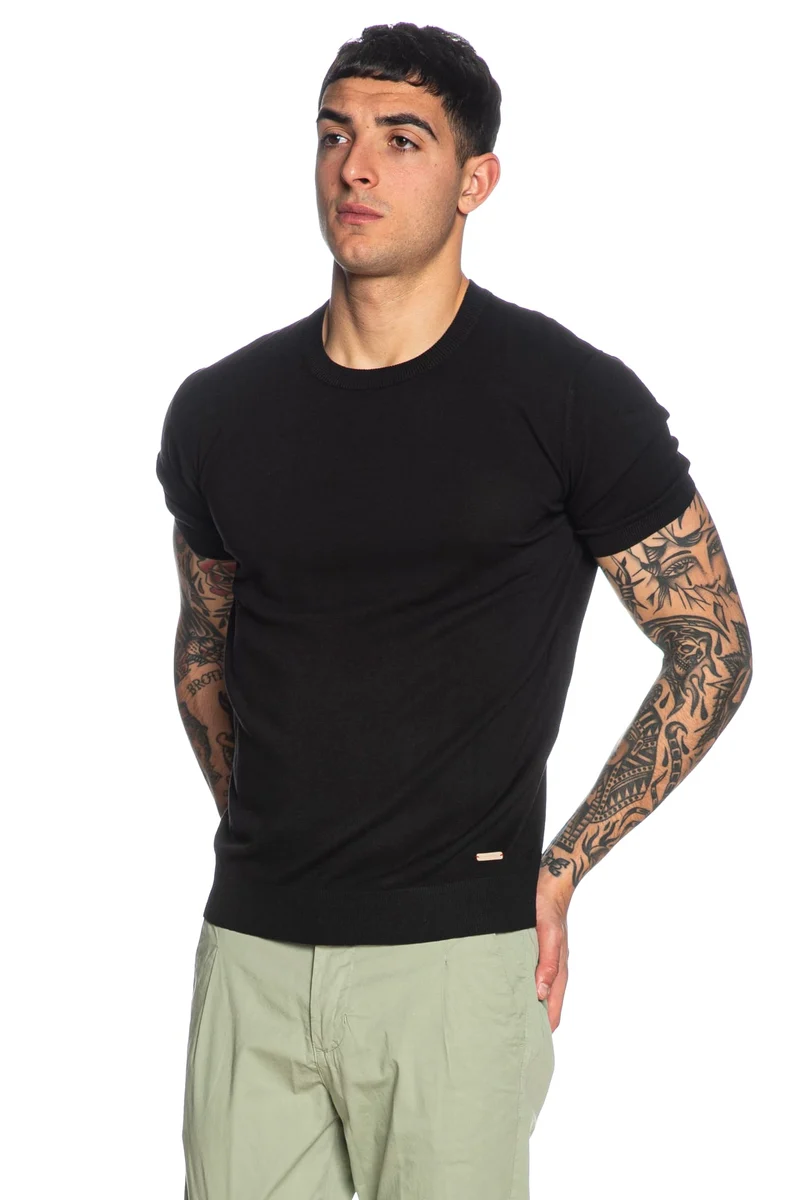 Maglia Gianni Lupo New Short Sleeve Da Uomo Nera