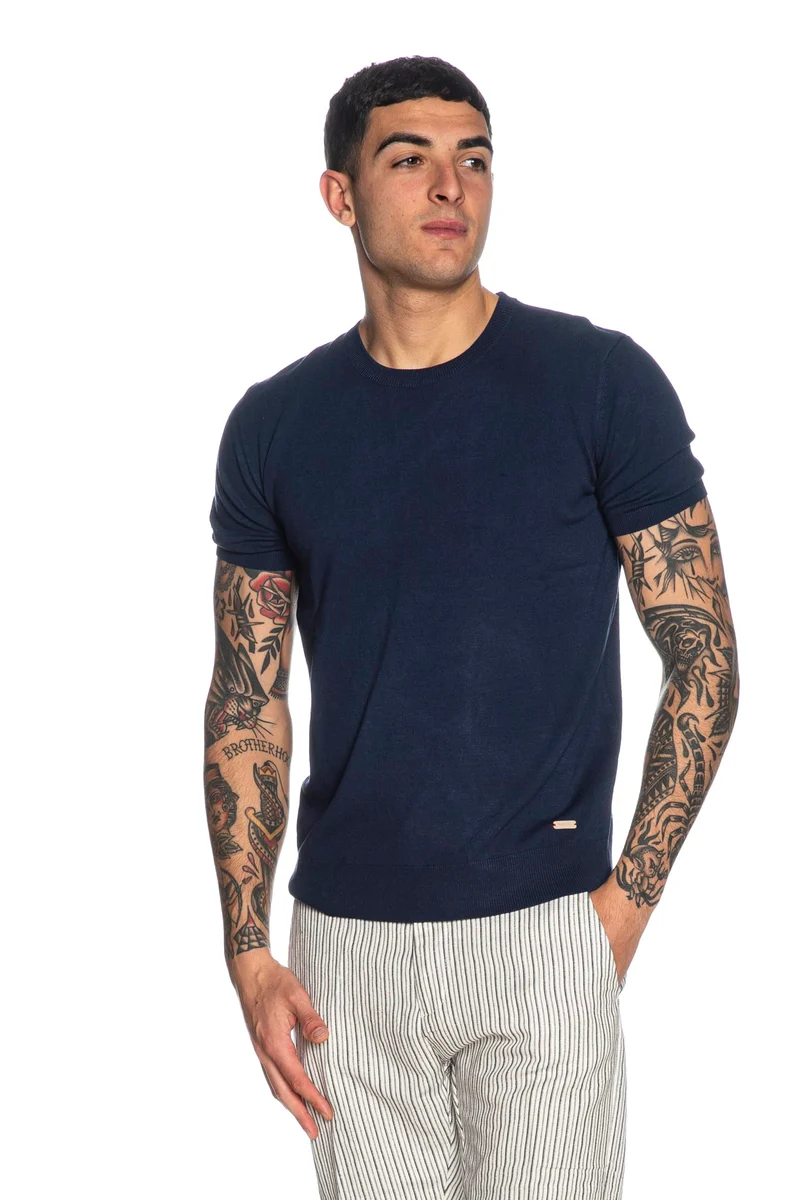 Maglia Gianni Lupo New Short Sleeve Da Uomo Blu Zaffiro
