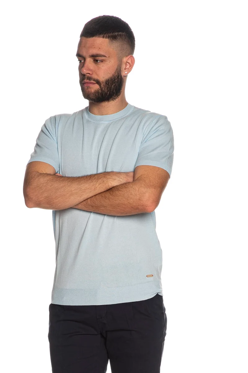 Maglia Gianni Lupo Short Sleeve Da Uomo Cielo