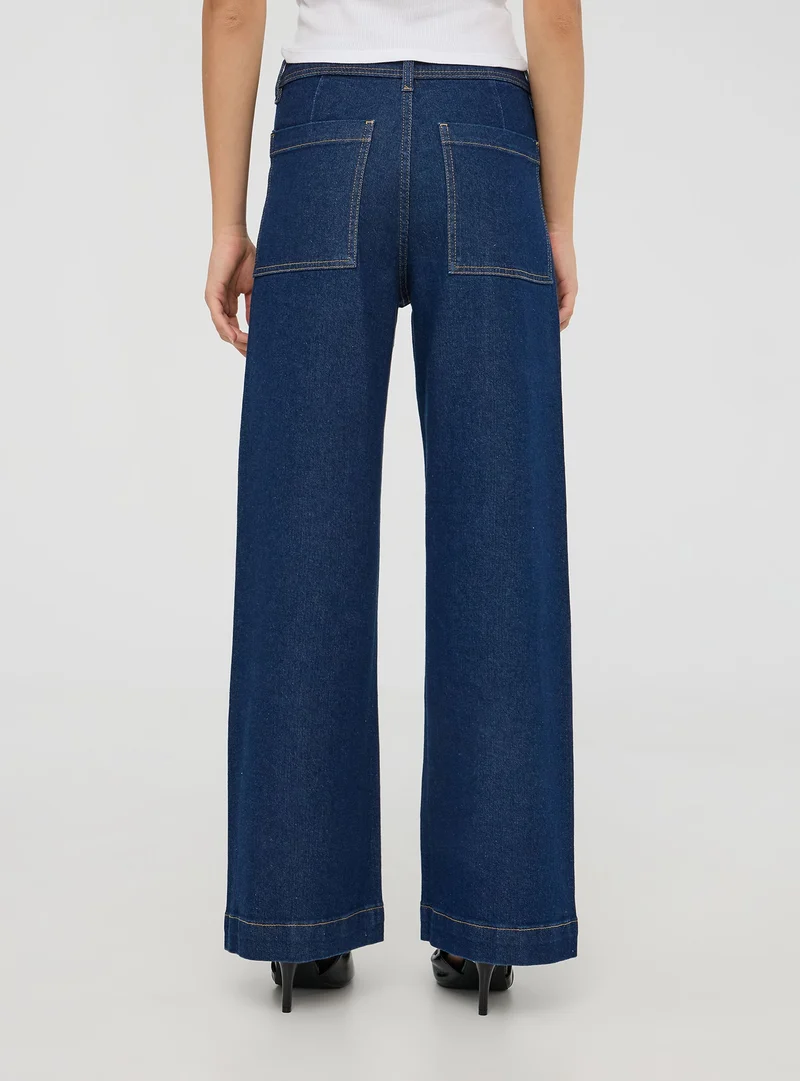 Jeans scuri wide leg