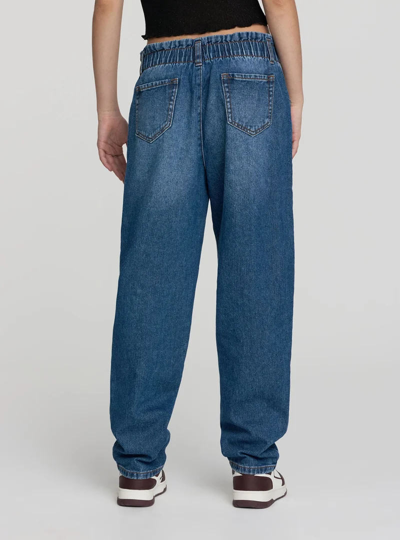 Jeans balloon paperbag con strappi