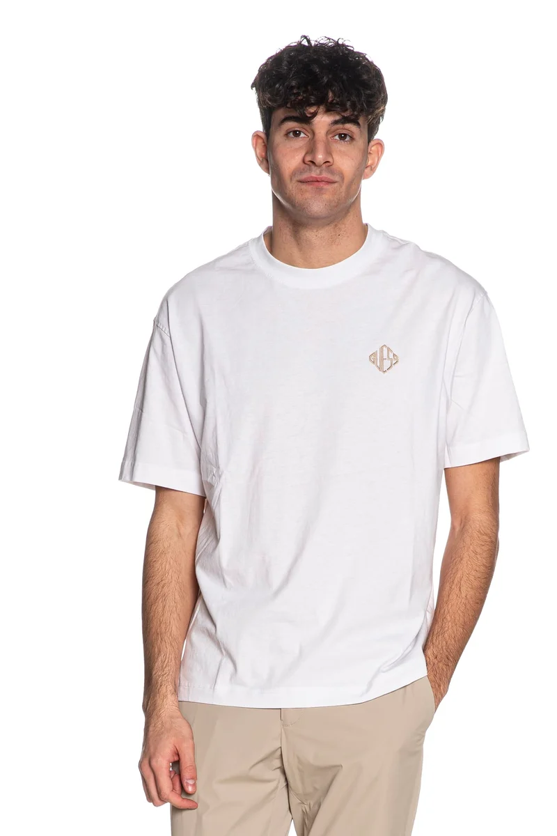 T-Shirt Guess Ss Cn Diamante Lg Tee Da Uomo Bianca