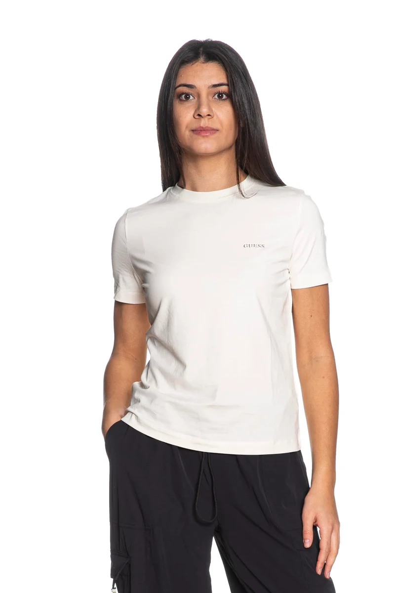 T Shirt Guess Tracey Ss Tee Da Donna Avorio