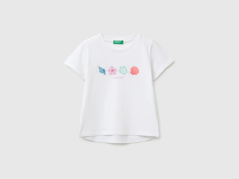 T-shirt con stampa e ricamo