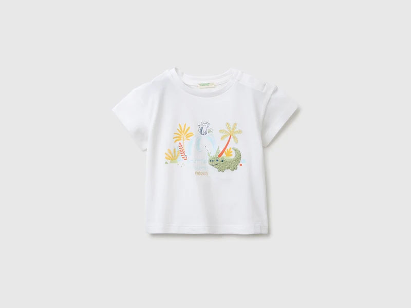 T-shirt con stampa e ricamo
