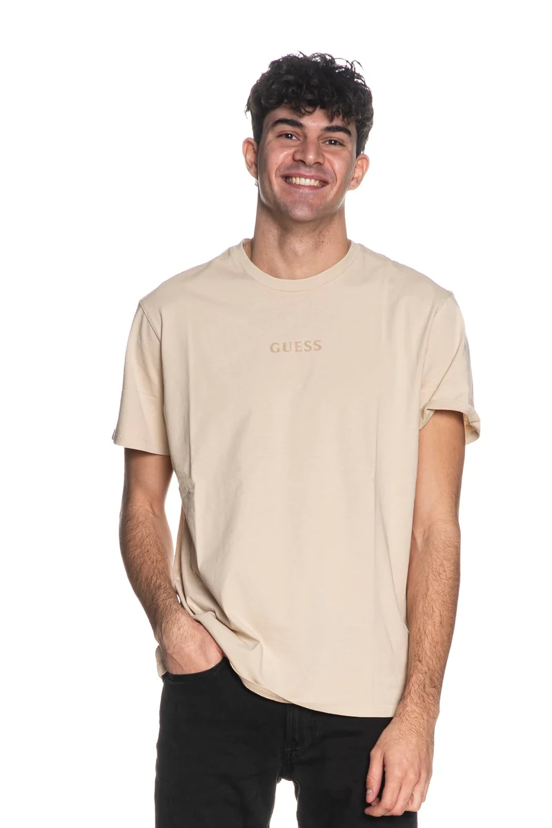T-Shirt Guess Ss Bsc Quattro Da Uomo Crema
