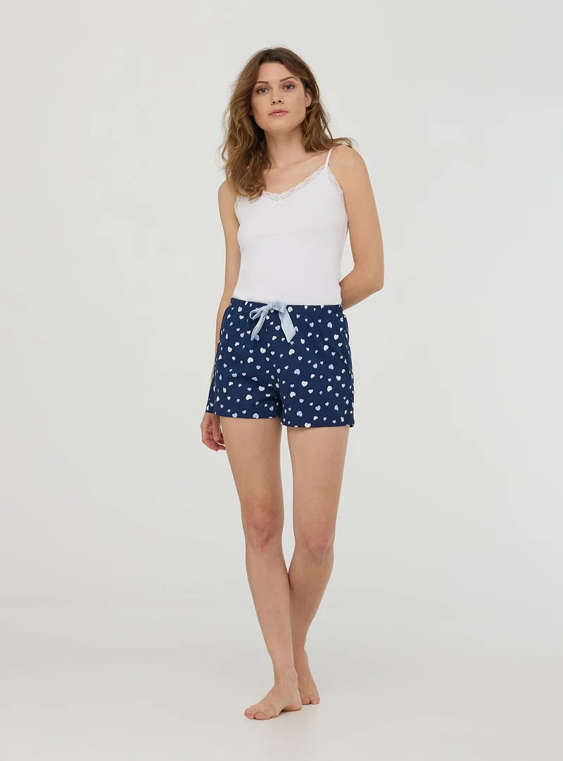 Shorts del pigiama con cuori e coulisse
