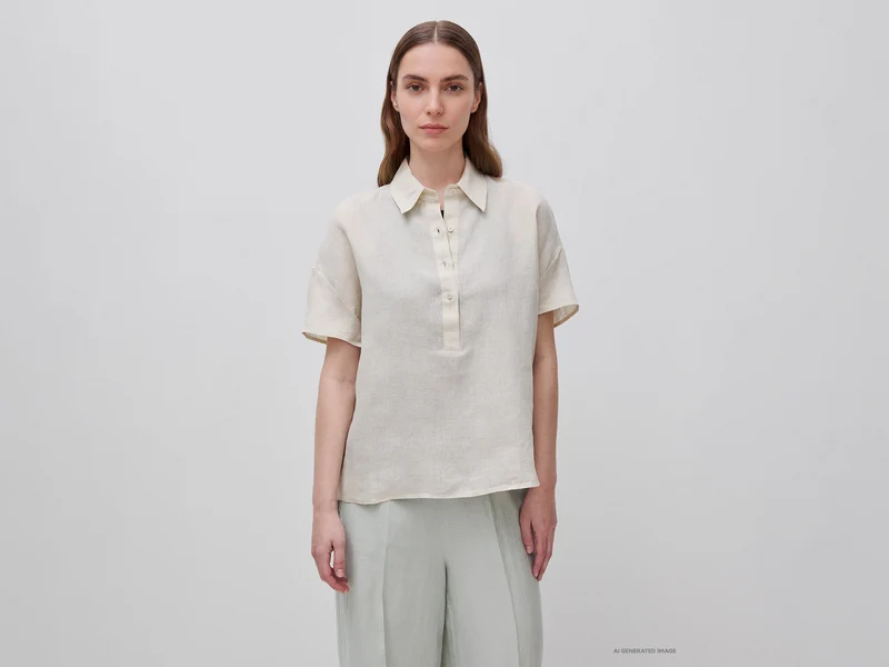 Blusa a manica corta 100% lino