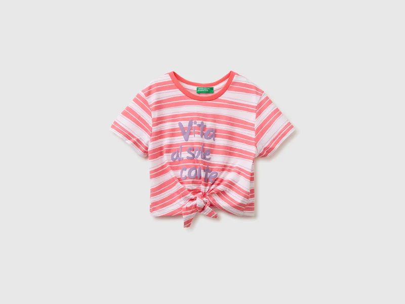 T-shirt a righe con stampa rigonfia