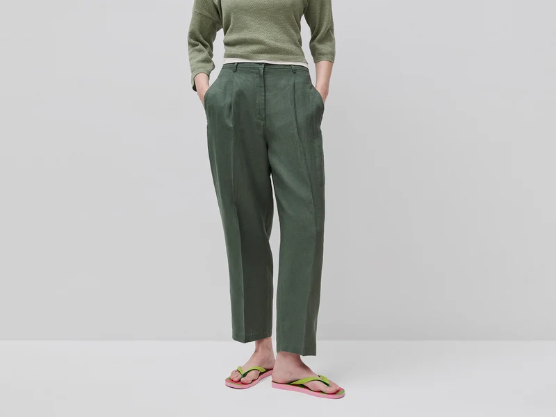 Pantaloni dritti 100% lino